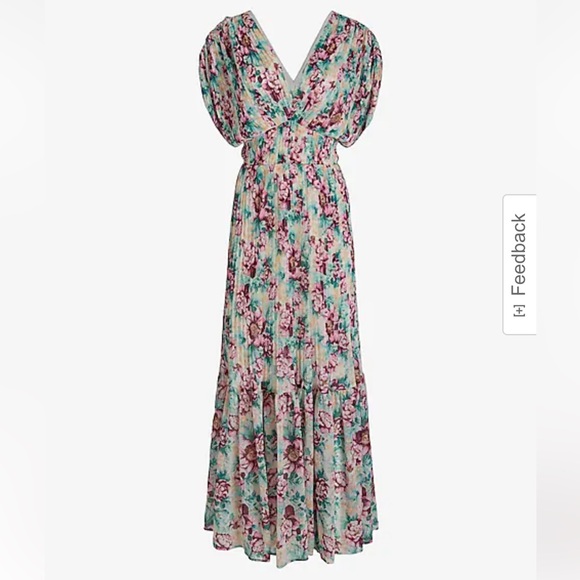 Floral Pleated V-Neck Ruched Sleeve
Tiered Maxi Dress Express - Picture 3 of 10